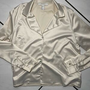 Forever 21 white satin blouse